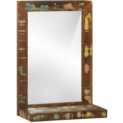 vidaXL Badezimmer Spiegel mit Regal Braun Massives upgecyceltes Holz Braun vidaXL Badezimmer Spiegel mit Regal Braun Massives upgecyceltes Holz Braun