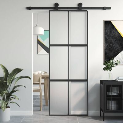 vidaXL Schiebetür Schwarz 76x205 cm Hartglas und Aluminium Schwarz vidaXL Schiebetür Schwarz 76x205 cm Hartglas und Aluminium Schwarz