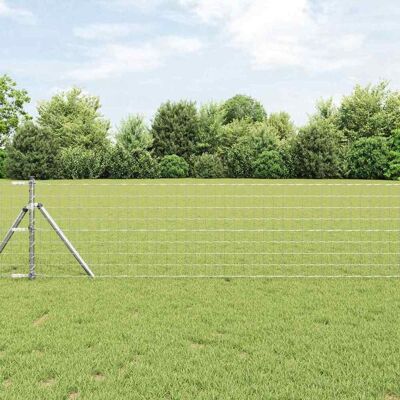 vidaXL Bodenmontierter Euro-Zaun 10 x 0,8 m Verzinkter Stahl Silber Silber vidaXL Bodenmontierter Euro-Zaun 10 x 0,8 m Verzinkter Stahl Silber Silber