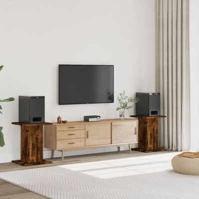 vidaXL Lautsprecherständer 2Stk. Räuchereiche 30x30x60cm Holzwerkstoff Braun vidaXL Lautsprecherständer 2Stk. Räuchereiche 30x30x60cm Holzwerkstoff Braun