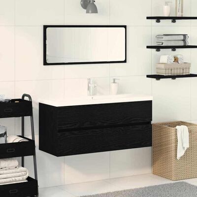 Vidaxl Schwarzes Eichen-Badezimmerschrank mit Waschbecken - 90x38.5x45 cm Vidaxl Schwarzes Eichen-Badezimmerschrank mit Waschbecken - 90x38.5x45 cm