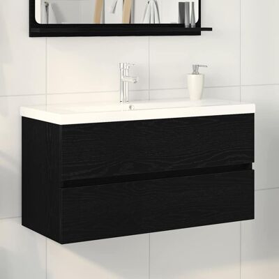 Vidaxl - Modernes Badezimmermöbel mit Waschbecken - Schwarze Eiche - 90x38.5x45 cm Vidaxl - Modernes Badezimmermöbel mit Waschbecken - Schwarze Eiche - 90x38.5x45 cm