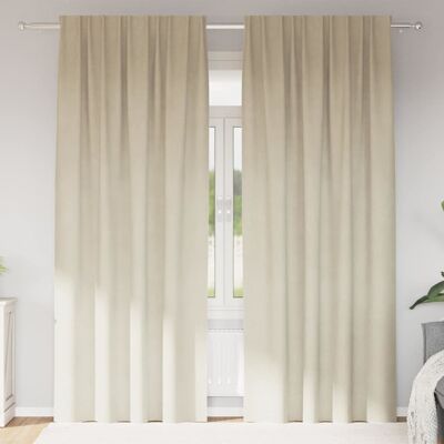 vidaXL - Cream Polyester Vorhänge 140x225 - Cream - Curtains vidaXL - Cream Polyester Vorhänge 140x225 - Cream - Curtains