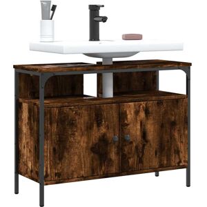 vidaXL Waschbeckenunterschrank Räuchereiche 80x30x60 cm Holzwerkstoff Braun vidaXL Waschbeckenunterschrank Räuchereiche 80x30x60 cm Holzwerkstoff Braun