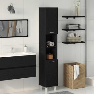 vidaXL Schwarzer BadezimmerSchrank 30x30x179,5 cm Modernes Design vidaXL Schwarzer BadezimmerSchrank 30x30x179,5 cm Modernes Design
