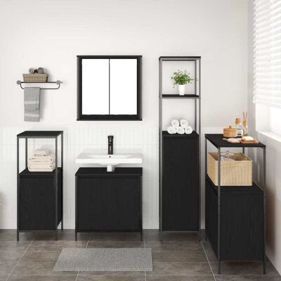 vidaXL Badezimmermöbel Set Set von 5 Schwarz Eiche - Badezimmermöbel Set vidaXL Badezimmermöbel Set Set von 5 Schwarz Eiche - Badezimmermöbel Set