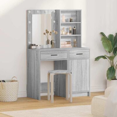 vidaXL Set von 2 Grau Sonoma Holzwerkstoff Moderne Schminkkommode - Makeup Dresser vidaXL Set von 2 Grau Sonoma Holzwerkstoff Moderne Schminkkommode - Makeup Dresser