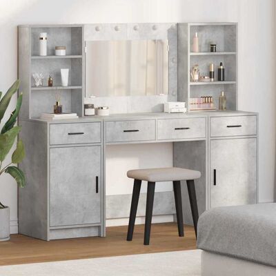 Vidaxl Moderner Grauer Beton MDF Schminktisch-Set - Schlafzimmeraufbewahrung Vidaxl Moderner Grauer Beton MDF Schminktisch-Set - Schlafzimmeraufbewahrung
