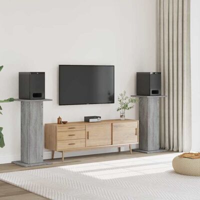 vidaXL Lautsprecherständer 2 Stk. Grau Sonoma 30x30x95cm Holzwerkstoff Grau vidaXL Lautsprecherständer 2 Stk. Grau Sonoma 30x30x95cm Holzwerkstoff Grau