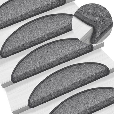 vidaXL Stufenmatten 15 Stk. 56x17x3 cm Dunkelgrau Halbrund Grau vidaXL Stufenmatten 15 Stk. 56x17x3 cm Dunkelgrau Halbrund Grau