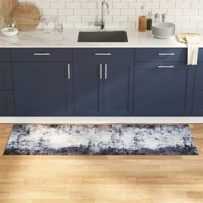 vidaXL Küchen Teppich Grau 180 x 60 cm Samt Grau vidaXL Küchen Teppich Grau 180 x 60 cm Samt Grau