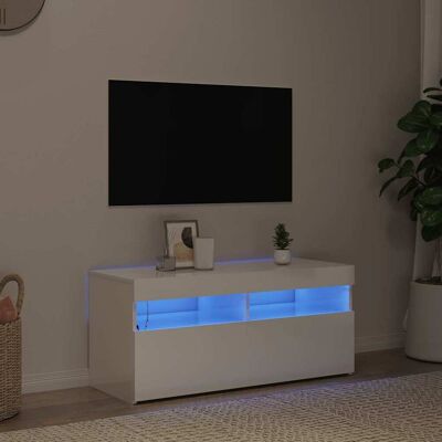 vidaXL TV Schrank mit LED-Lichtern Hochglanz Weiß - Hifi-Ständer vidaXL TV Schrank mit LED-Lichtern Hochglanz Weiß - Hifi-Ständer