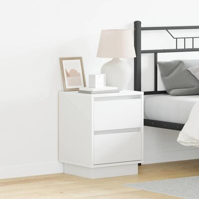 vidaXL Weißer LED Nachttisch - Modern MDF, Sanftschließende Schubladen vidaXL Weißer LED Nachttisch - Modern MDF, Sanftschließende Schubladen