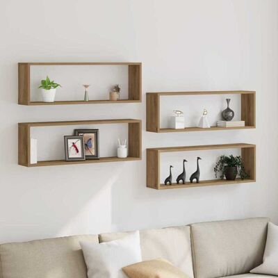 vidaXL Wandregal Set - 4 Robuste Holzregale - Modernes Dekor vidaXL Wandregal Set - 4 Robuste Holzregale - Modernes Dekor