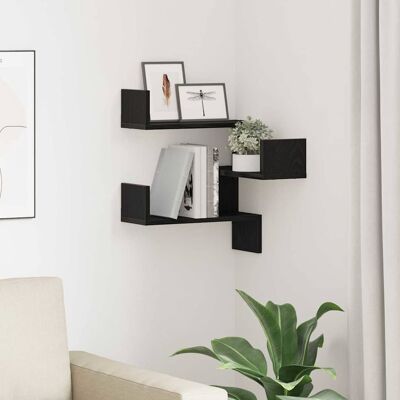 VIDAXL Schwarze Eiche Eckregal 40x40x49,5cm - Wandregal VIDAXL Schwarze Eiche Eckregal 40x40x49,5cm - Wandregal