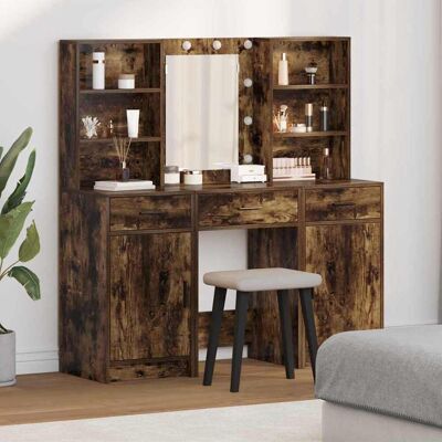 Vidaxl Gerauchertes Eichen 3-teiliges Schminktisch-Set - Schlafzimmermöbel Vidaxl Gerauchertes Eichen 3-teiliges Schminktisch-Set - Schlafzimmermöbel