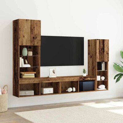 vidaXL TV-Schränk 4 stk. Altholz Holzwerkstoff Braun vidaXL TV-Schränk 4 stk. Altholz Holzwerkstoff Braun
