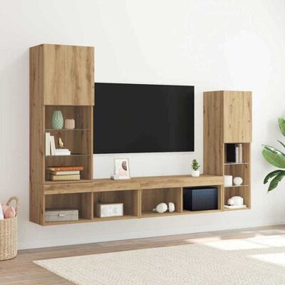 vidaXL TV-Schränk 4 stk. Artisan-Eiche Holzwerkstoff Braun vidaXL TV-Schränk 4 stk. Artisan-Eiche Holzwerkstoff Braun