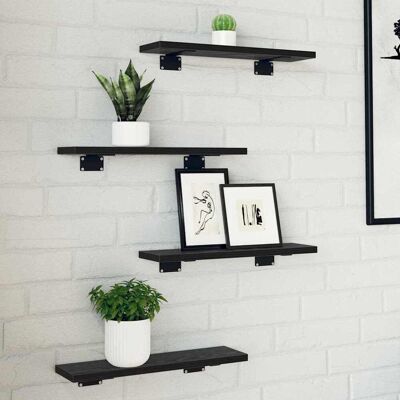 vidaXL Regalbrett 3 Ebenen 4 stk. 40 x 10 x 1,5 cm Holzwerkstoff Schwarz vidaXL Regalbrett 3 Ebenen 4 stk. 40 x 10 x 1,5 cm Holzwerkstoff Schwarz
