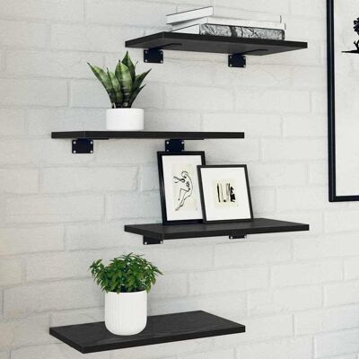 vidaXL Regalbrett 3 Ebenen 4 stk. 40 x 20 x 1,5 cm Holzwerkstoff Schwarz vidaXL Regalbrett 3 Ebenen 4 stk. 40 x 20 x 1,5 cm Holzwerkstoff Schwarz