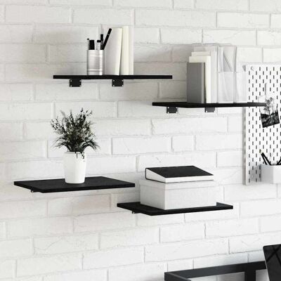 vidaXL Regalbrett 3 Ebenen 4 stk. 40 x 30 x 1,5 cm Holzwerkstoff Schwarz vidaXL Regalbrett 3 Ebenen 4 stk. 40 x 30 x 1,5 cm Holzwerkstoff Schwarz