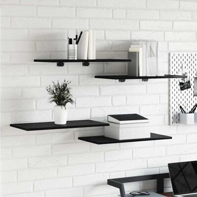 vidaXL Regalbrett 3 Ebenen 4 stk. 60 x 30 x 1,5 cm Holzwerkstoff Schwarz vidaXL Regalbrett 3 Ebenen 4 stk. 60 x 30 x 1,5 cm Holzwerkstoff Schwarz