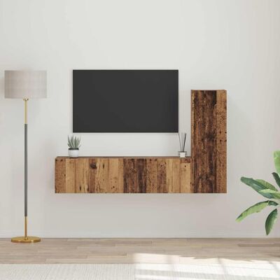 vidaXL TV-Schrankset 3 stk. Altholz Holzwerkstoff Braun vidaXL TV-Schrankset 3 stk. Altholz Holzwerkstoff Braun