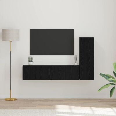 vidaXL TV-Schrankset 3 stk. Schwarz Eichen-Optik Holzwerkstoff Schwarz vidaXL TV-Schrankset 3 stk. Schwarz Eichen-Optik Holzwerkstoff Schwarz