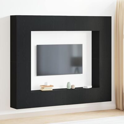 vidaXL TV-Schrankset Wandmontiert 8 pcs Schwarz Holzwerkstoff Schwarz vidaXL TV-Schrankset Wandmontiert 8 pcs Schwarz Holzwerkstoff Schwarz
