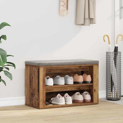 vidaXL Schuhregal 75 x 35 x 45 cm Holzwerkstoff Altholz Braun vidaXL Schuhregal 75 x 35 x 45 cm Holzwerkstoff Altholz Braun