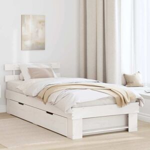 Vidaxl Weißes Kiefernholz Bettgestell - Stauraum & Minimalistisches Design Vidaxl Weißes Kiefernholz Bettgestell - Stauraum & Minimalistisches Design