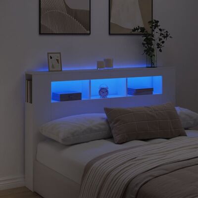 vidaXL LED-Kopfteil Weiß 160x18,5x103,5 cm Holzwerkstoff Weiß vidaXL LED-Kopfteil Weiß 160x18,5x103,5 cm Holzwerkstoff Weiß