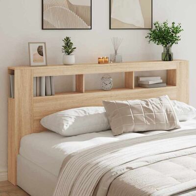 vidaXL LED-Kopfteil Sonoma Eiche 200x18,5x103,5 cm Holzwerkstoff Braun vidaXL LED-Kopfteil Sonoma Eiche 200x18,5x103,5 cm Holzwerkstoff Braun