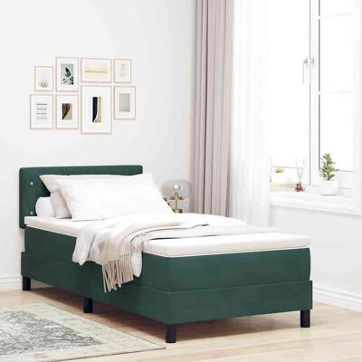 vidaXL Boxspringbett mit Matratze Dunkelgrün 90 x 190 cm Samt Grün vidaXL Boxspringbett mit Matratze Dunkelgrün 90 x 190 cm Samt Grün