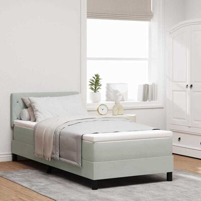 vidaXL Boxspringbett mit Matratze Hellgrau 100 x 200 cm Samt Hellgrau vidaXL Boxspringbett mit Matratze Hellgrau 100 x 200 cm Samt Hellgrau