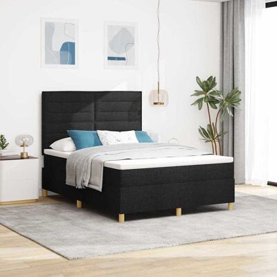 vidaXL Boxspringbett mit Matratze Schwarz 140 x 190 cm Stoff Schwarz vidaXL Boxspringbett mit Matratze Schwarz 140 x 190 cm Stoff Schwarz