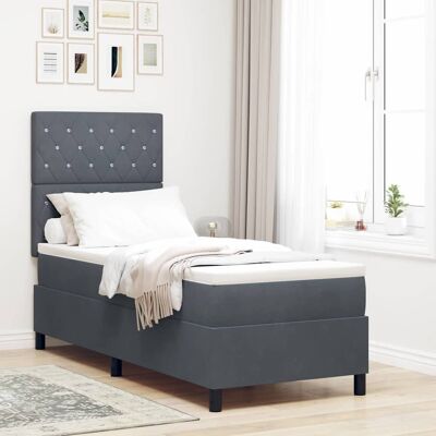 vidaXL Boxspringbett mit Matratze Dunkelgrau 80 x 200 cm Samt Grau vidaXL Boxspringbett mit Matratze Dunkelgrau 80 x 200 cm Samt Grau
