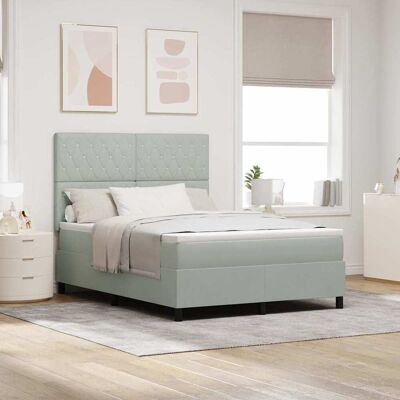 vidaXL Boxspringbett mit Matratze Hellgrau 160 x 200 cm Samt Hellgrau vidaXL Boxspringbett mit Matratze Hellgrau 160 x 200 cm Samt Hellgrau