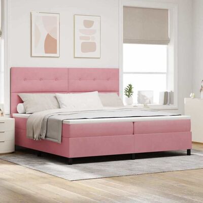 vidaXL Boxspringbett mit Kopfteil Rosa 200 x 200 cm Samt Rosa vidaXL Boxspringbett mit Kopfteil Rosa 200 x 200 cm Samt Rosa