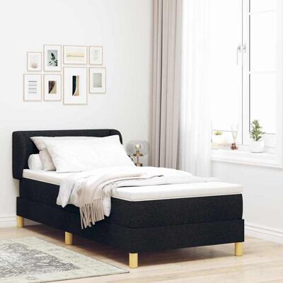 vidaXL Boxspringbett mit Kopfteil Schwarz 90 x 200 cm Stoff Schwarz vidaXL Boxspringbett mit Kopfteil Schwarz 90 x 200 cm Stoff Schwarz