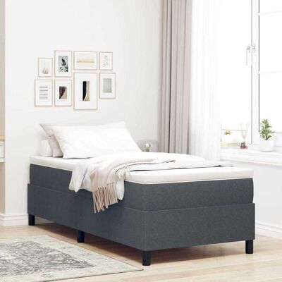 vidaXL Boxspringbett Dunkelgrau und Weiß 90 x 200 cm Cordstoff Grau vidaXL Boxspringbett Dunkelgrau und Weiß 90 x 200 cm Cordstoff Grau