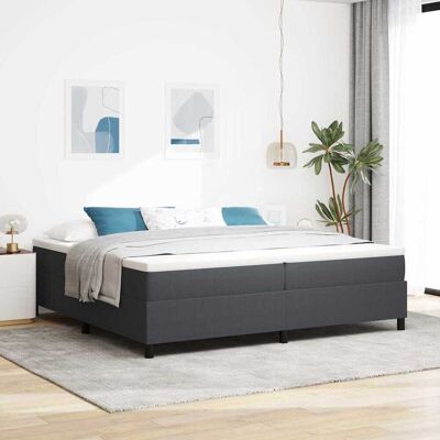 vidaXL Boxspringbett Dunkelgrau und Weiß 200 x 200 cm Cordstoff Grau vidaXL Boxspringbett Dunkelgrau und Weiß 200 x 200 cm Cordstoff Grau