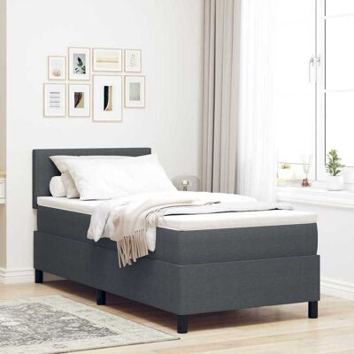 vidaXL Boxspringbett Dunkelgrau und Weiß 90 x 200 cm Cordstoff Grau vidaXL Boxspringbett Dunkelgrau und Weiß 90 x 200 cm Cordstoff Grau