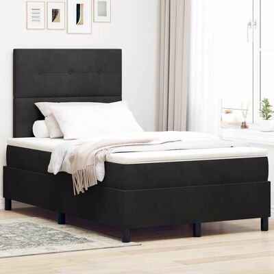 vidaXL LED Boxspringbett mit Kopfteil Schwarz 120 x 190 cm Samt Schwarz vidaXL LED Boxspringbett mit Kopfteil Schwarz 120 x 190 cm Samt Schwarz