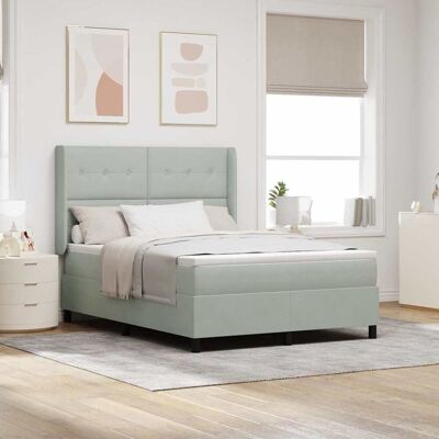 vidaXL Boxspringbett mit LED-Lichtleisten Hellgrau 160 x 200 cm Samt Hellgrau vidaXL Boxspringbett mit LED-Lichtleisten Hellgrau 160 x 200 cm Samt Hellgrau