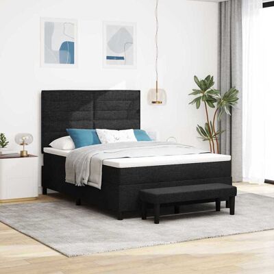 vidaXL Boxspringbett mit Kopfteil Schwarz 140 x 190 cm Stoff Schwarz vidaXL Boxspringbett mit Kopfteil Schwarz 140 x 190 cm Stoff Schwarz