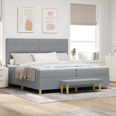 vidaXL Boxspringbett mit Kopfteil Hellgrau 200 x 200 cm Stoff Hellgrau vidaXL Boxspringbett mit Kopfteil Hellgrau 200 x 200 cm Stoff Hellgrau