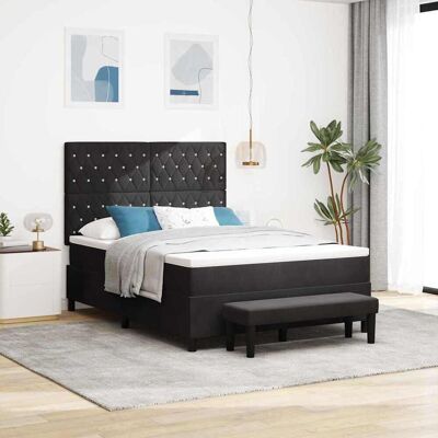 vidaXL Boxspringbett mit Kopfteil Schwarz 200 x 160 cm Samt Schwarz vidaXL Boxspringbett mit Kopfteil Schwarz 200 x 160 cm Samt Schwarz