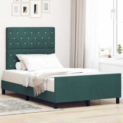 vidaXL Boxspringbett mit Kopfteil Dunkelgrün 120 x 200 cm Samt Grün vidaXL Boxspringbett mit Kopfteil Dunkelgrün 120 x 200 cm Samt Grün