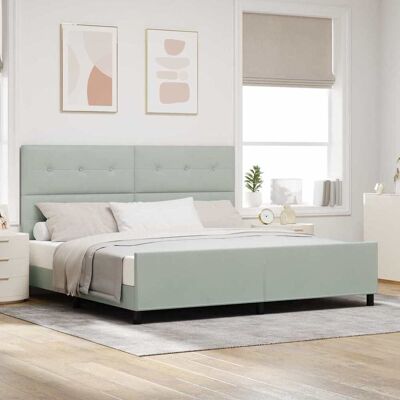 VidaXL Bettgestell - Hellgrau Samt Modernes Design 200x200cm VidaXL Bettgestell - Hellgrau Samt Modernes Design 200x200cm